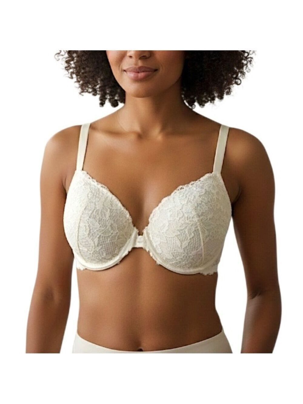 La Senza So Free full coverage cream lace front closure underwire bra 32 D